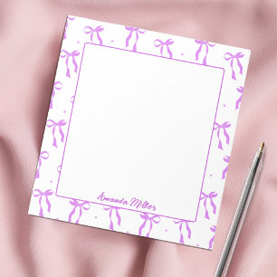 Girly Coquette Aesthetic Purple Bow Monogram Notepad