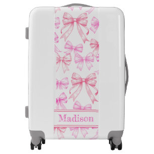 Girly Coquette Bows Pink Suitcase Luggage