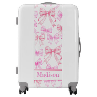Girly Coquette Bows Pink Suitcase Luggage