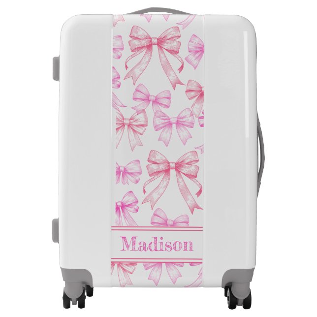 Girly Coquette Bows Pink Suitcase Luggage (Front)