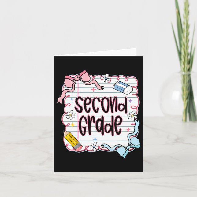Girly Coquette Second Grade Back To School 2nd Gra Card (Front)