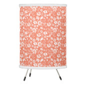 Girly Coral Peach Tropical Spring Flowers Tripod Lamp (Left)