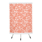 Girly Coral Peach Tropical Spring Flowers Tripod Lamp (Back)