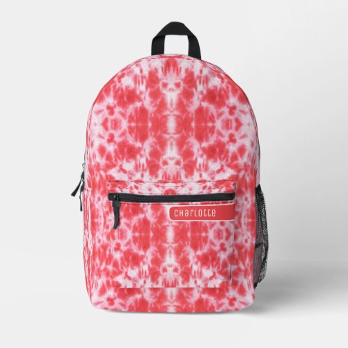 Girly Coral Red  White Shibori Pattern Cool Teens Printed Backpack