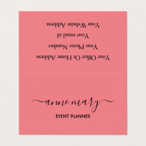 Girly Coral Salmon Pink Orange Black Event Planner Business Card