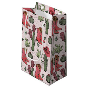 Girly Country Cowgirl Christmas Pink and Green Small Gift Bag