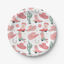 Girly Cowgirl Pattern Paper Plates