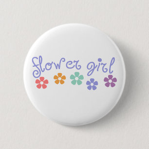 Girly-Cue Flower Girl Button