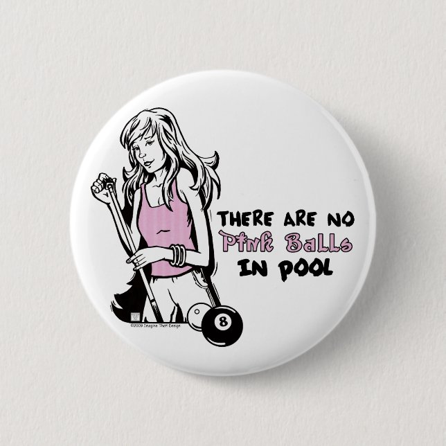 Girly Cue Pinback Button (Front)