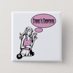 Girly Cue Pinback Button