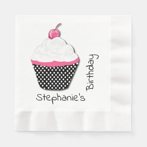 Girly Cupcake Personalized Paper Napkins