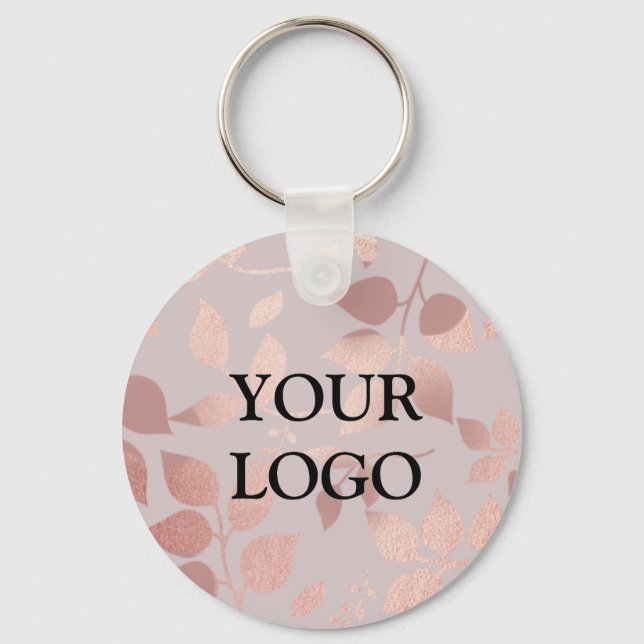Girly Custom Simple Clean Blush Pink Business Logo Keychain (Front)