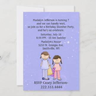 Girly Custom Slumber Party Birthday Invitation