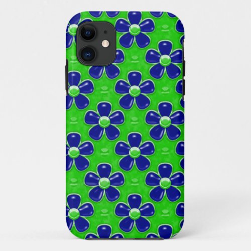 Girly Cute Blue and Green Flowers iPhone 5 Case