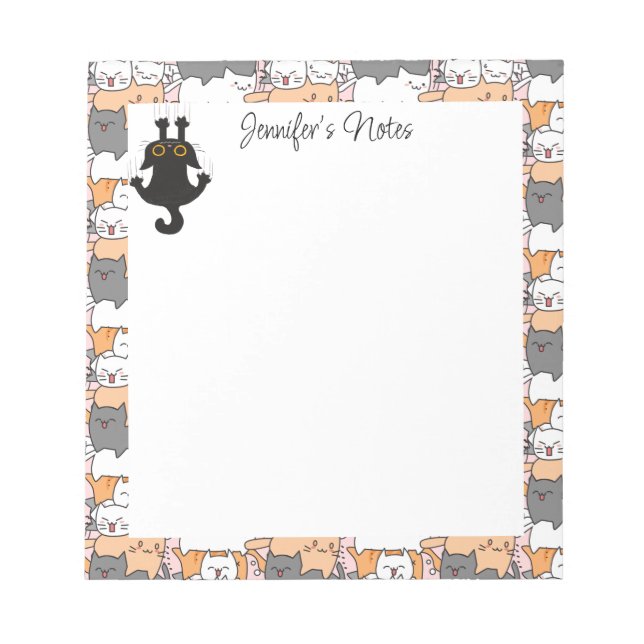Girly Cute Cats Personalized Text Notepad (Front)