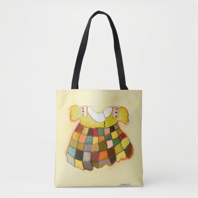 girly cute child's dress, yellow tote bag (Front)