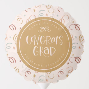Girly Cute Confetti Personalized Congrats Grad Balloon