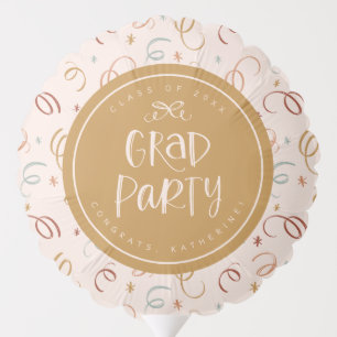 Girly Cute Confetti Personalized Congrats Grad Balloon