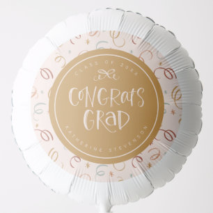 Girly Cute Confetti Personalized Congrats Grad Balloon