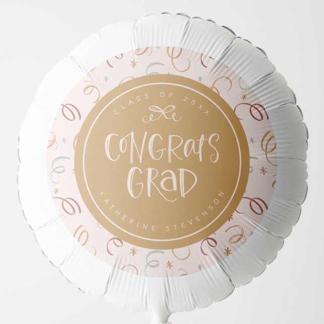 Girly Cute Confetti Personalized Congrats Grad Balloon (Front)