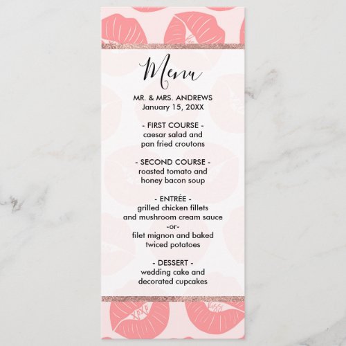 Girly Cute Coral Pink Xoxo Kiss Lips Illustrations Menu