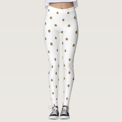 Girly  Cute Glitter Faux Gold  Polka Dots  Pattern Leggings