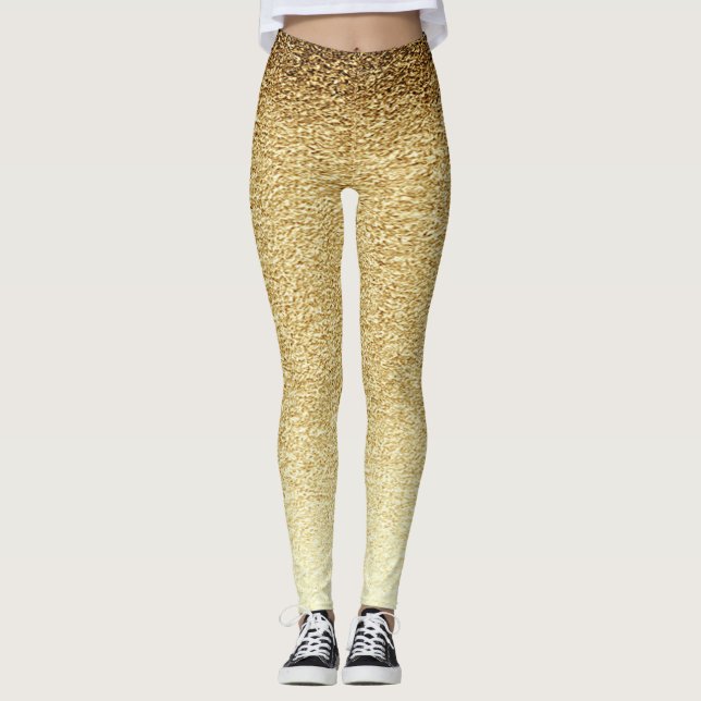 Girly Cute Gold Glittery Leggings (Front)