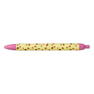 girly cute ladybug and daisy flower pattern yellow pen