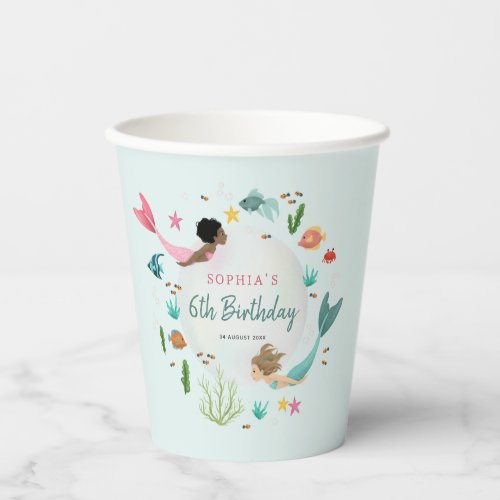 Girly Cute Magical Under the Sea Birthday Paper Cups