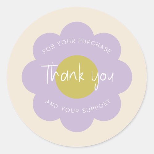 Girly Cute Modern Pastel Thank You Packaging  Classic Round Sticker