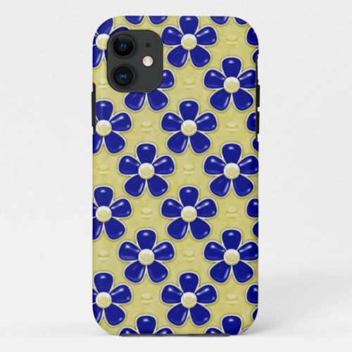 Girly Cute Navy Blue Flowers iPhone 5 Case