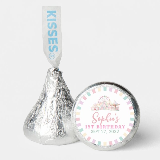 Girly Cute Pastel Carnival Circus Birthday Hershey®'s Kisses® (Front)
