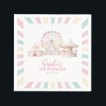 Girly Cute Pastel Carnival Circus Kids Birthday Napkins<br><div class="desc">This is a pastel-colored carnival-themed birthday paper napkin for any age kid's birthday party. The design features soft pastel colors in shades of pink, green, yellow, and blue to make it more girly and feminine. The main elements of the paper napkin kids include a circus tent, carousel and ferris wheel...</div>