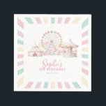 Girly Cute Pastel Carnival Circus Kids Birthday Napkins<br><div class="desc">This is a pastel-colored carnival-themed birthday paper napkin for any age kid's birthday party. The design features soft pastel colors in shades of pink, green, yellow, and blue to make it more girly and feminine. The main elements of the paper napkin kids include a circus tent, carousel and ferris wheel...</div>