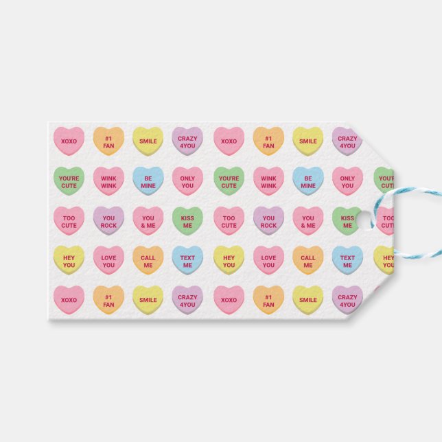 Girly cute pastel conversation hearts Valentine's  Gift Tags (Front (Horizontal))