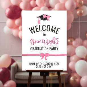 Girly Cute Pink Bows Graduation Party Welcome Foam Board