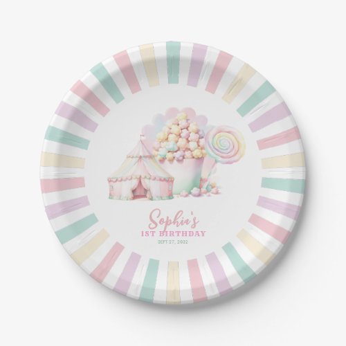 Girly Cute Pink Carnival Circus Kids Birthday Paper Plates