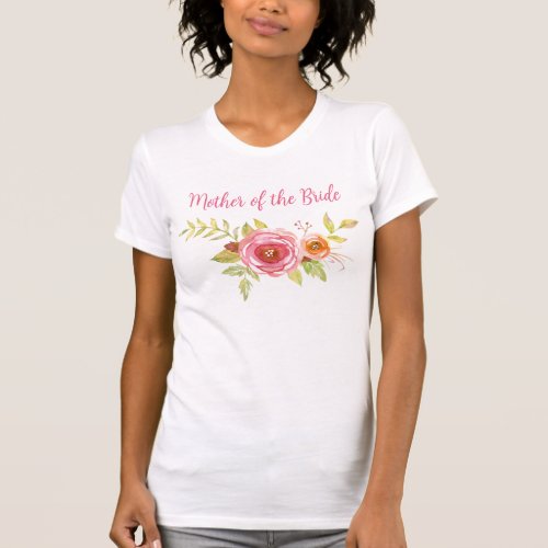 Girly Cute Pink Floral Wedding Mother of the Bride T_Shirt
