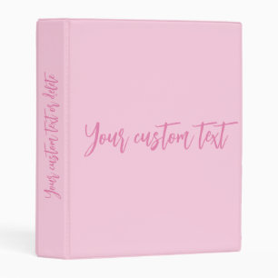 Girly cute pink personalized custom script text mini binder