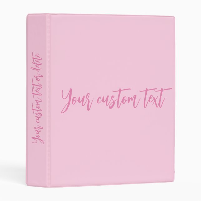 Girly cute pink personalized custom script text mini binder (Front/Spine)