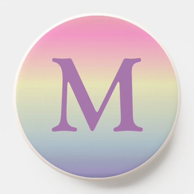 girly cute pink purple pastel rainbow monogram PopSocket (Popsocket)