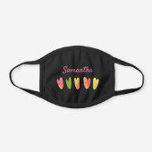 Girly Cute Pretty Monogrammed Hearts Pattern Black Cotton Face Mask (Front)