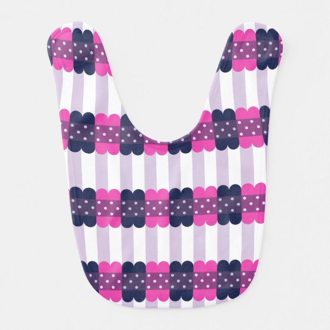 Girly Cute Purple and Pink Pattern Bib (Front)