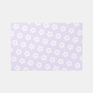 Girly Cute Purple Cartoon Flowers Pattern Rug