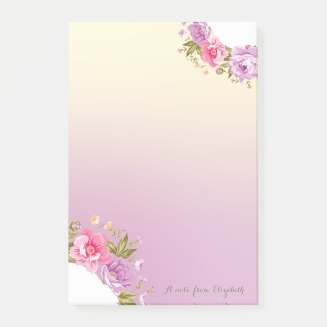 Girly Cute Stylish Floral -Personalized Post-it Notes (Front)