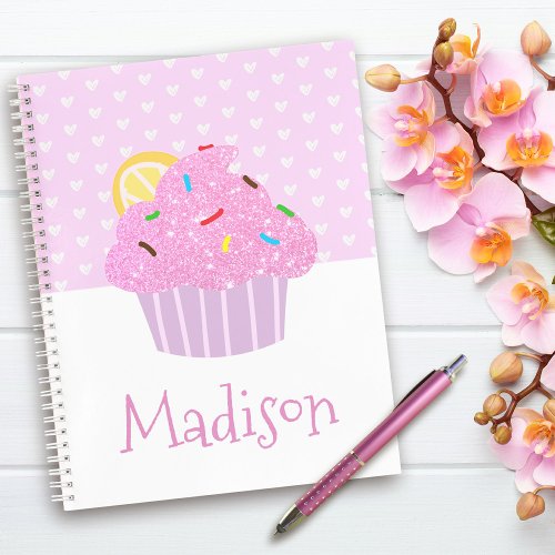 Girly cute sweet cupcake hearts pink modern school notebook