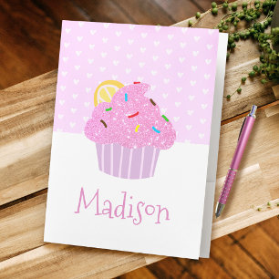 Girly cute sweet cupcake hearts pink modern school pocket folder
