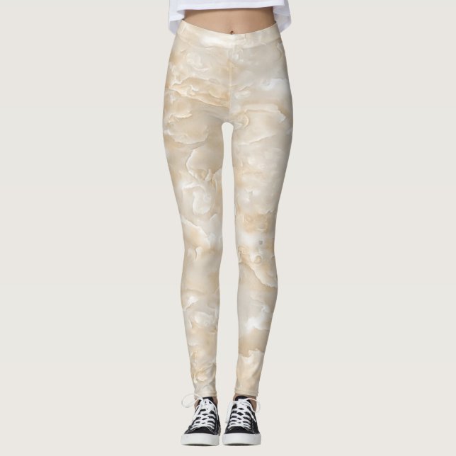 Girly Cute Trendy Marble Texture Leggings (Front)