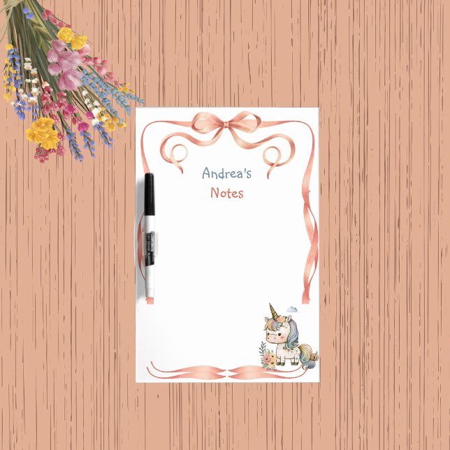 Girly Cute Unicorn Personalized  Dry Erase Board (Creator Uploaded)