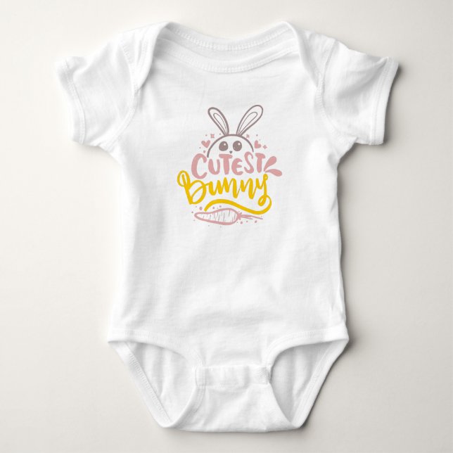 Girly Cutest Bunny Easter Rabbit Quote Baby Bodysu Baby Bodysuit (Front)